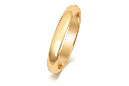 9ct Yellow Gold D Shape 3mm Heavyweight Band